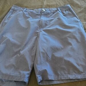 Blue Flat Front Knee-Length Shorts